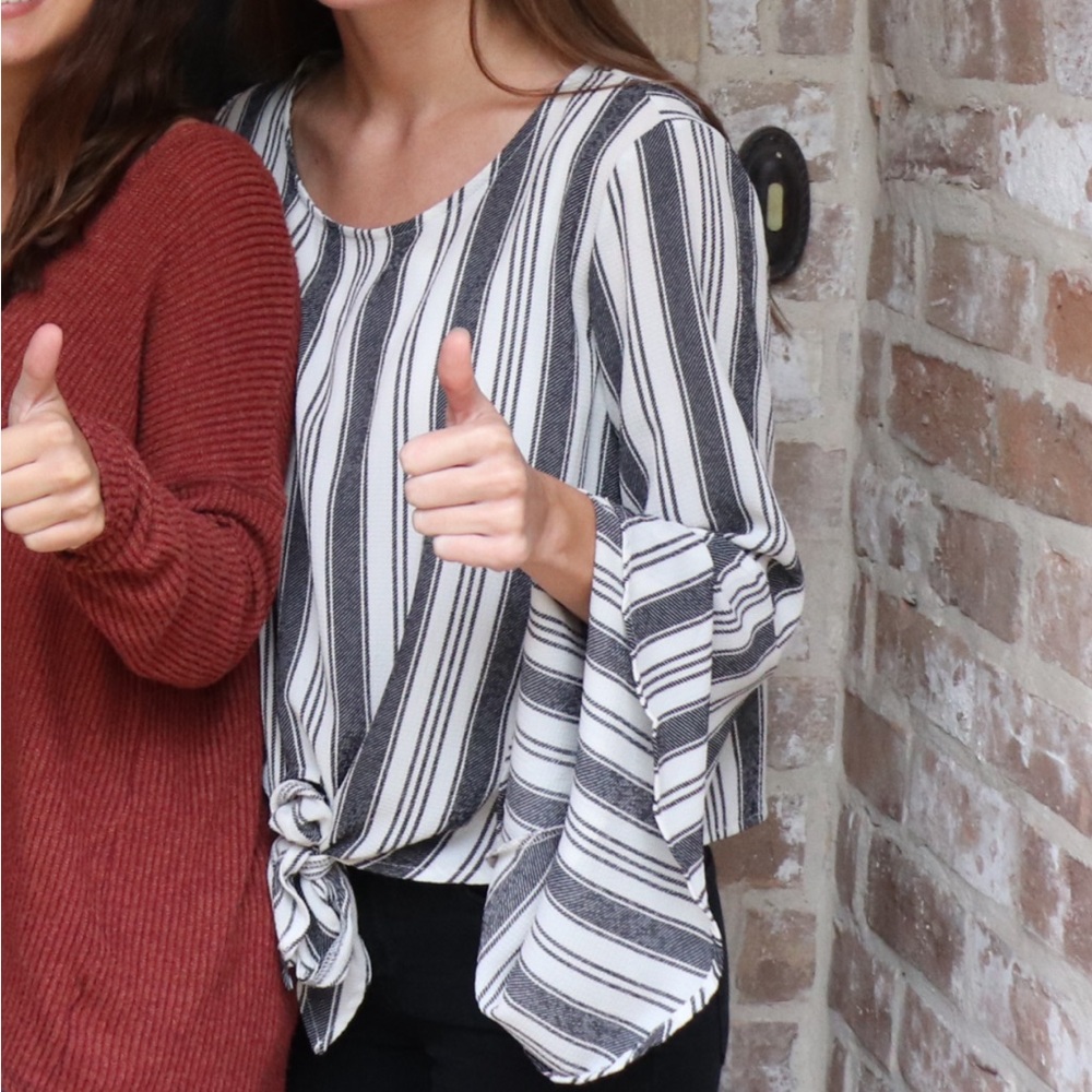 Altar’d State Bell Sleeve Tie-Front Blouse